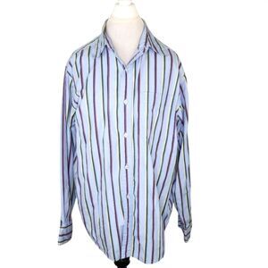 The Echo Unlimited The Classic Woven Shirt Blue Stripe Button Down Size Large